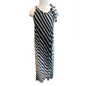 Ella Moss Women's Dress Size S Black/White Stripe Wrap Sleeveless Tie Shoulder